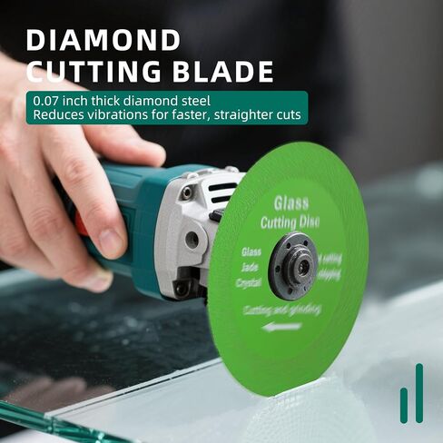 Diamond Beveling Chamfer Bit with 10 pcs Glass Cutting Disc for Angle Grinder，for M10 Thread Adapter (50mm Bit) in Saudi Arabia