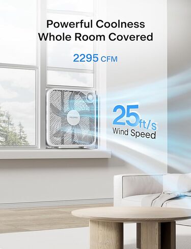 Pelonis 20 بوصة مروحة مربع - 3 سرعات ، 25 قدم/ثانية ، عشاق الأرضيات ، رمي الهواء المتفوق (2295 CFM) ، الوزن الخفيف ، 5 شفرات ، محمولة ودائمة لغرفة النوم ، المكتب ، غرفة المعيشة ، المرآب in Kuwait