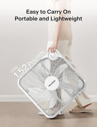 Pelonis 20 بوصة مروحة مربع - 3 سرعات ، 25 قدم/ثانية ، عشاق الأرضيات ، رمي الهواء المتفوق (2295 CFM) ، الوزن الخفيف ، 5 شفرات ، محمولة ودائمة لغرفة النوم ، المكتب ، غرفة المعيشة ، المرآب in Kuwait