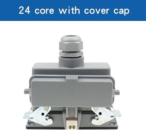 HDC-HE-024 Rectangular Heavy Duty Connector 24 Pins Industrial Aviation Waterproof Plug Socket with Protective Cover 500V 16A(24high Base Side Out) in Saudi Arabia