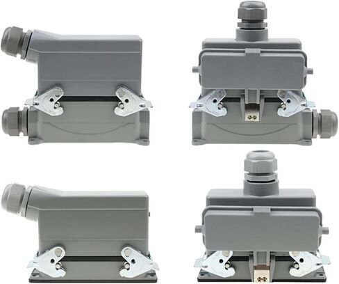 HDC-HE-024 Rectangular Heavy Duty Connector 24 Pins Industrial Aviation Waterproof Plug Socket with Protective Cover 500V 16A(24high Base Side Out) in Saudi Arabia