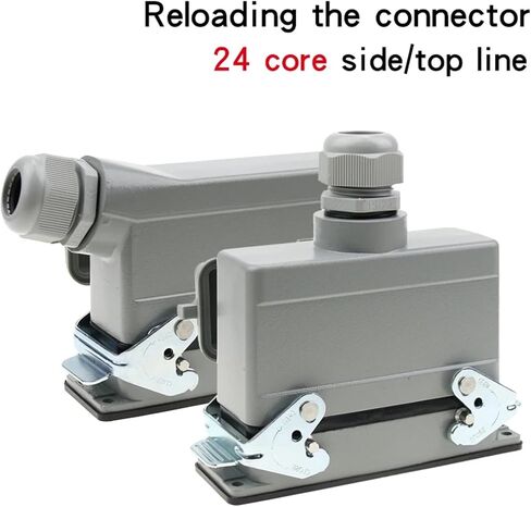 HDC-HE-024 Rectangular Heavy Duty Connector 24 Pins Industrial Aviation Waterproof Plug Socket with Protective Cover 500V 16A(24high Base Side Out) in Saudi Arabia