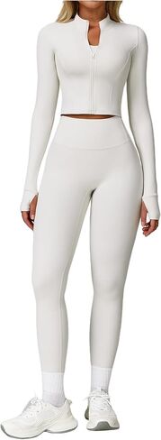 Yknktstc مجموعات تجريب 3 قطع للنساء مع حمالات صدر رياضية Strappy وطماق عالية الخصر سترة علوية قصيرة ملابس الصالة الرياضية واليوجا in Kuwait