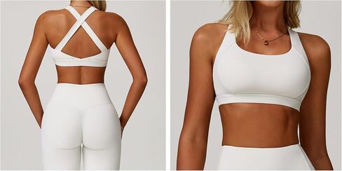 Yknktstc مجموعات تجريب 3 قطع للنساء مع حمالات صدر رياضية Strappy وطماق عالية الخصر سترة علوية قصيرة ملابس الصالة الرياضية واليوجا in Kuwait