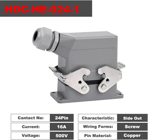 Heavy Duty Connectors HDC-HE-024-1/2/3/4 F/M 24pin Industrial Rectangular Aviation Connector Plug 16A 500V Screw Connection(Hdc-he-024-4) in Saudi Arabia