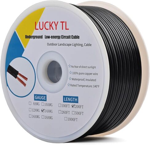 14/2 Low Voltage Landscape Wire 100 Feet, 14 Gauge 2 Conductor, Outdoor Waterproof, Direct Buried Landscape Lighting Wire, Pure Copper Making (100FT) in Saudi Arabia