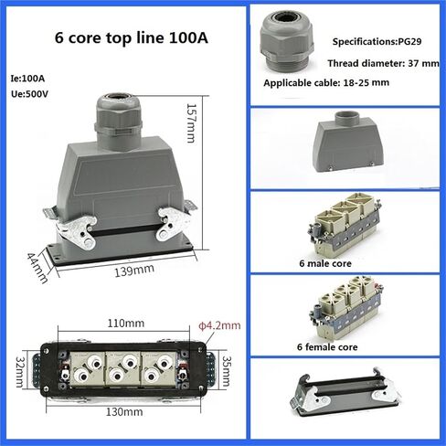 6 Core 100A CORESHITE CORTRENT-DUTY CONNECTOR AVIATION AVIATION SOCKET 500V (6 PINS SIDE 100A) in Saudi Arabia