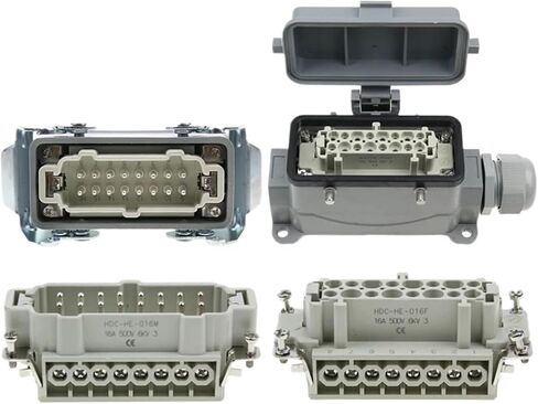 HDC-HE-016 Rectangular Heavy Duty Connector 16 Pins Industrial Aviation Waterproof Plug Socket with Protective Cover 500V 16A(16 Core Top Line) in Saudi Arabia