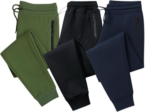 BenBen 3 Pack Men's Joggers with Zipper Pocket Fleece Sweatpants Athletic Pants Running Workout in Kuwait