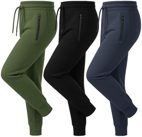 BenBen 3 Pack Men's Joggers with Zipper Pocket Fleece Sweatpants Athletic Pants Running Workout in Kuwait