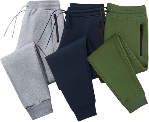 BenBen 3 Pack Men's Joggers with Zipper Pocket Fleece Sweatpants Athletic Pants Running Workout in Kuwait