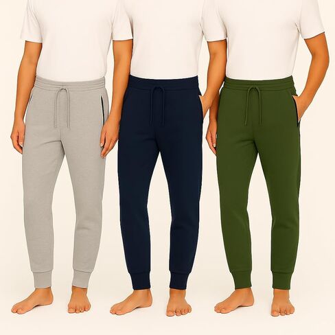BenBen 3 Pack Men's Joggers with Zipper Pocket Fleece Sweatpants Athletic Pants Running Workout in Kuwait