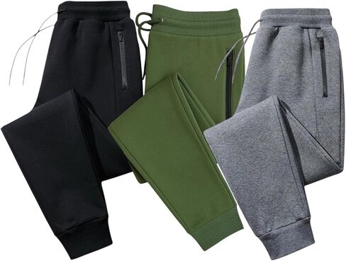 BenBen 3 Pack Men's Joggers with Zipper Pocket Fleece Sweatpants Athletic Pants Running Workout in Kuwait