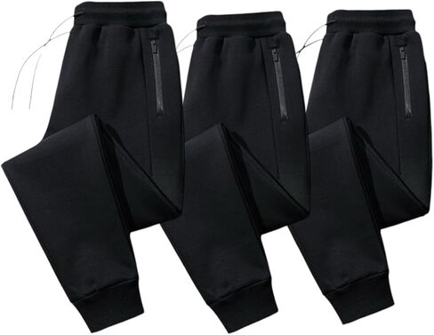 BenBen 3 Pack Men's Joggers with Zipper Pocket Fleece Sweatpants Athletic Pants Running Workout in Kuwait