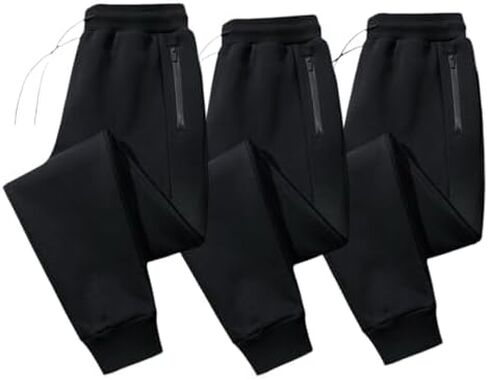 BenBen 3 Pack Men's Joggers with Zipper Pocket Fleece Sweatpants Athletic Pants Running Workout in Kuwait