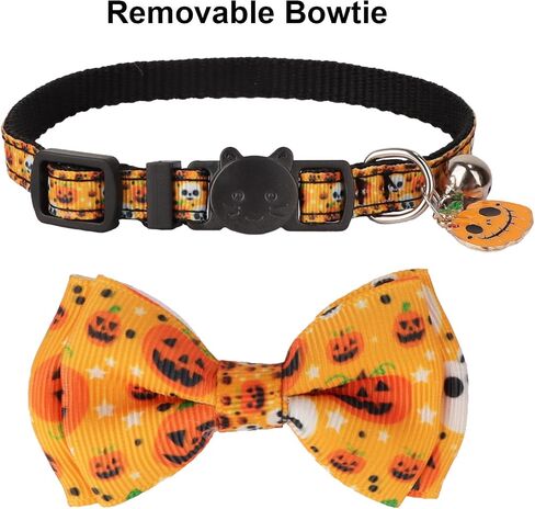 PTDECOR Christmas Cat Collars with Bow Tie Bell, 2 Pack Cat Christmas Collar Breakaway with Removable Bowtie Santa Snowflake Pattern Christmas Collars for Cats Kittens (Red & Blue) in Saudi Arabia