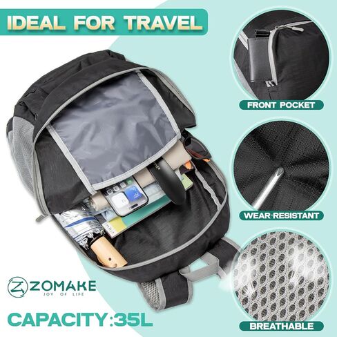 ZOMAKE Lightweight Packable Backpack 35L - Light Foldable Backpacks Water Resistant Collapsible Hiking Backpack - Compact Folding Day Pack for Travel Camping(Sliver Grey) in Saudi Arabia