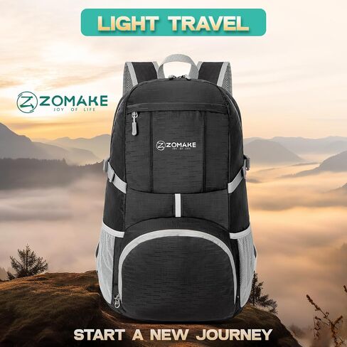 ZOMAKE Lightweight Packable Backpack 35L - Light Foldable Backpacks Water Resistant Collapsible Hiking Backpack - Compact Folding Day Pack for Travel Camping(Sliver Grey) in Saudi Arabia