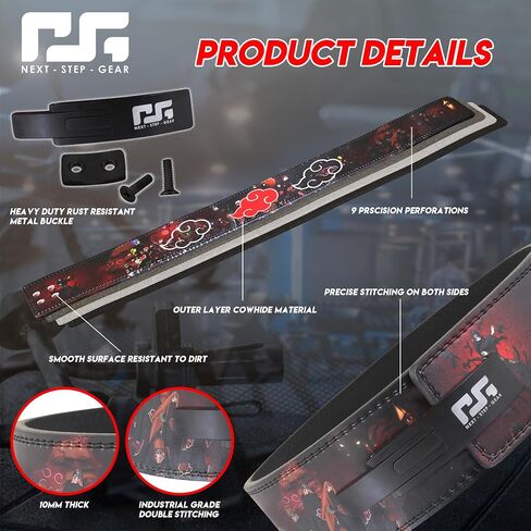 Anime-Inspired Weightlifting Belt - Durable Gym Belt for Powerlifting, Squats & Deadlifts - Adjustable Belt with Akatsuki Cloud Design for Fitness & Strength Training - Unisex in Saudi Arabia
