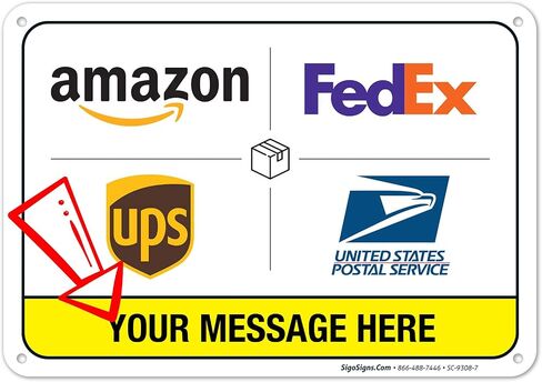 Package Delivery Custom Sign, 10x14 Inches, Rust Free .040 Aluminum, Fade Resistant, Made in USA by Signs in Saudi Arabia