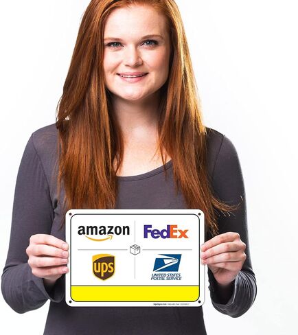 Package Delivery Custom Sign, 10x14 Inches, Rust Free .040 Aluminum, Fade Resistant, Made in USA by Signs in Saudi Arabia