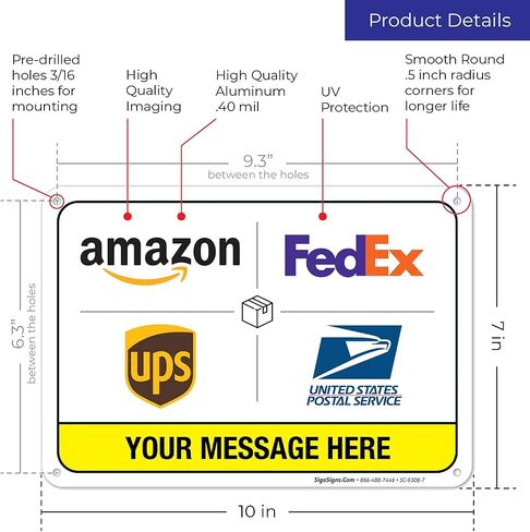Package Delivery Custom Sign, 10x14 Inches, Rust Free .040 Aluminum, Fade Resistant, Made in USA by Signs in Saudi Arabia