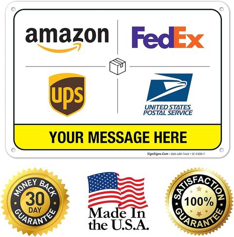Package Delivery Custom Sign, 10x14 Inches, Rust Free .040 Aluminum, Fade Resistant, Made in USA by Signs in Saudi Arabia