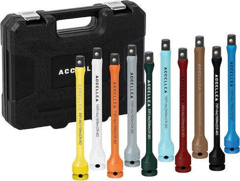 5-Piece Torque Limiting Extension Bar Set, 1/2" Drive, 8" Long, 65-140 Ft-lbs, CR-MO, SAE Standard, Color-Coded Impact Socket Extension Bar Set with Storage Case, for Tire Repair & Drills in Kuwait