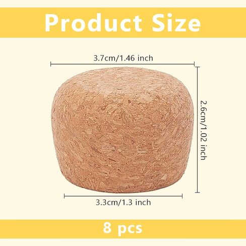 OLYCRAFT 8Pcs Wooden Cork Stoppers 1.3~1.5 Inch Cork Bottle Stoppers Wooden Tapered Cork Wood Corks Lids Replacement Bottle Stopper Cork for Wide Mouth Bottle Glass Bottle Accessories - 1 Inch Thick in Kuwait