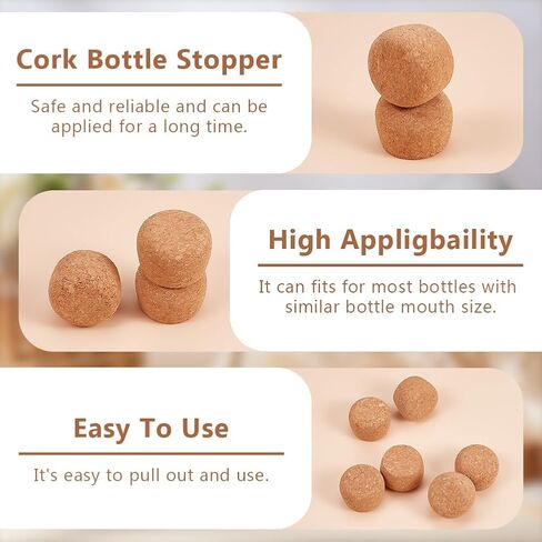 OLYCRAFT 8Pcs Wooden Cork Stoppers 1.3~1.5 Inch Cork Bottle Stoppers Wooden Tapered Cork Wood Corks Lids Replacement Bottle Stopper Cork for Wide Mouth Bottle Glass Bottle Accessories - 1 Inch Thick in Kuwait