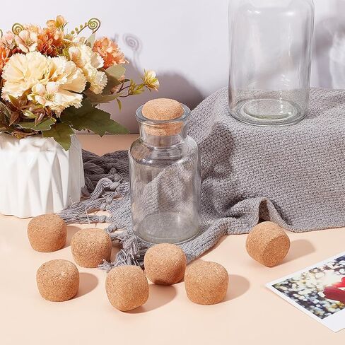 OLYCRAFT 8Pcs Wooden Cork Stoppers 1.3~1.5 Inch Cork Bottle Stoppers Wooden Tapered Cork Wood Corks Lids Replacement Bottle Stopper Cork for Wide Mouth Bottle Glass Bottle Accessories - 1 Inch Thick in Kuwait