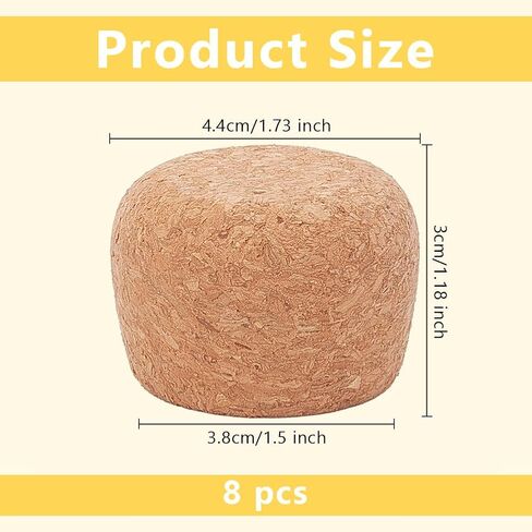 OLYCRAFT 8Pcs Wooden Cork Stoppers 1.3~1.5 Inch Cork Bottle Stoppers Wooden Tapered Cork Wood Corks Lids Replacement Bottle Stopper Cork for Wide Mouth Bottle Glass Bottle Accessories - 1 Inch Thick in Kuwait