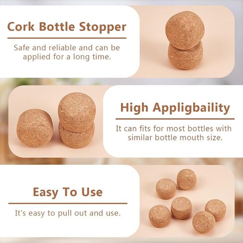 OLYCRAFT 8Pcs Wooden Cork Stoppers 1.3~1.5 Inch Cork Bottle Stoppers Wooden Tapered Cork Wood Corks Lids Replacement Bottle Stopper Cork for Wide Mouth Bottle Glass Bottle Accessories - 1 Inch Thick in Kuwait