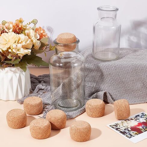 OLYCRAFT 8Pcs Wooden Cork Stoppers 1.3~1.5 Inch Cork Bottle Stoppers Wooden Tapered Cork Wood Corks Lids Replacement Bottle Stopper Cork for Wide Mouth Bottle Glass Bottle Accessories - 1 Inch Thick in Kuwait