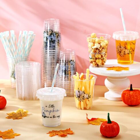 Pickmesh 50 Pcs Magical Wizard Cups 12 oz Disposable Plastic Cups with Straws Lids and Leakproof Paper Clear Vintage Wizard Birthday Party Table Decorations Supplies Favor (Gold and Black) in Saudi Arabia
