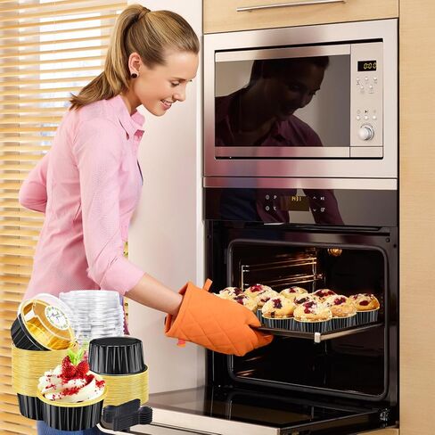 30pcs أحواض كعكة صغيرة مع أغطية رقائق الألومنيوم ، 5 أوقية قابلة للتخلص من المقاليات المصغرة مع الأغطية والملاعق ، فطيرة الخبز الصغيرة علب فطيرة الكعك الحاويات من أجل الطرف الوردي جولة in Kuwait