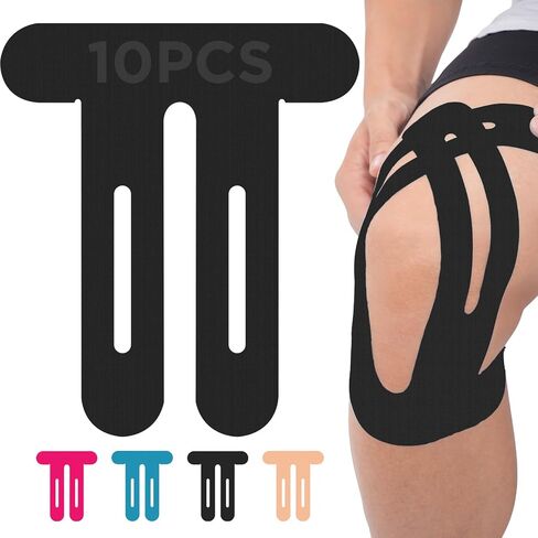 OK TAPE TAPE NYLON NYLONIGY TAPE للركبة ، 10 أجهزة كمبيوتر تمتد على أربع أشرطة مسبقة ، شريط رياضي لدعم الركبة والاستقرار ، التنفس ونقص الحساسية ، الأسود in Kuwait