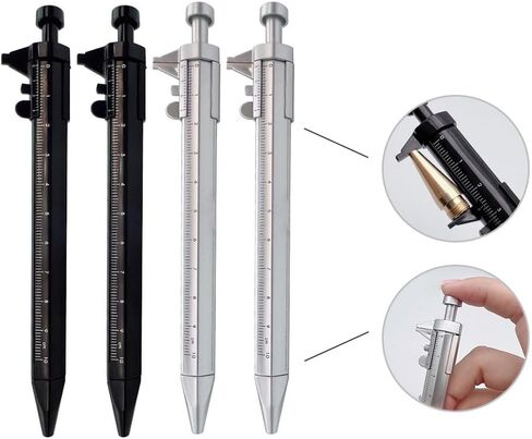 (4 pcs) novelty writing pen with vernier calipers, vernier caliper measuring tool Pen for student writing drawing measurement retractable, student office mapping ballpoint pen in Saudi Arabia