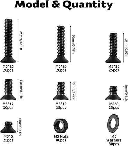 330 PCS M5 Procks and Nuts مجموعة ، مسامير M5 Countersunk وتشكيلات المكسر in Kuwait