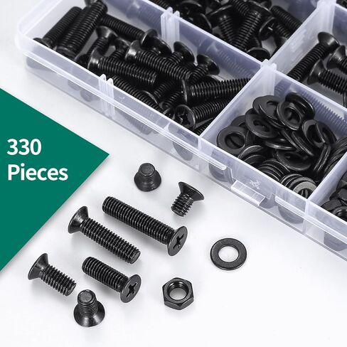 330 PCS M5 Procks and Nuts مجموعة ، مسامير M5 Countersunk وتشكيلات المكسر in Kuwait