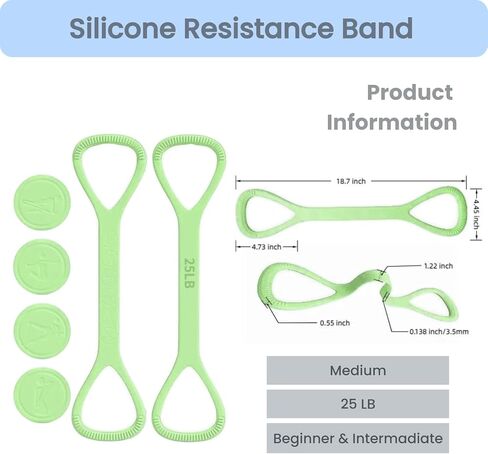 Figure 8 Resistance Band with Handles - 25lb Silicone Exercise Bands for Physical Therapy, Home Gym, Arm Back Shoulder Chest Workout - Portable Fitness Stretch Equipment for Women & Men in Saudi Arabia