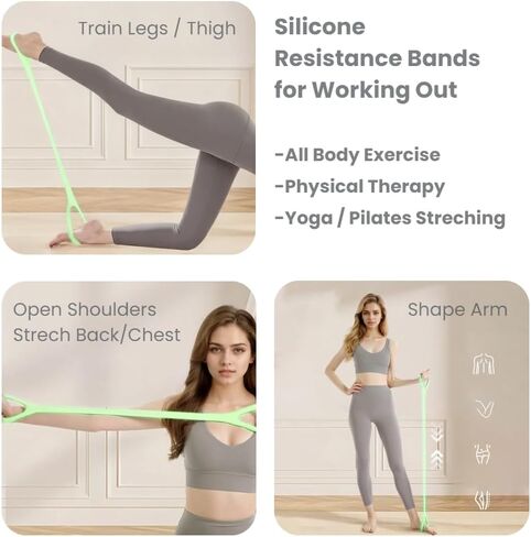 Figure 8 Resistance Band with Handles - 25lb Silicone Exercise Bands for Physical Therapy, Home Gym, Arm Back Shoulder Chest Workout - Portable Fitness Stretch Equipment for Women & Men in Saudi Arabia