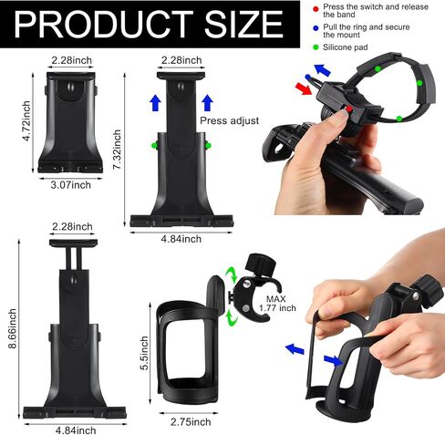 Leinuosen Large Handle Bar for Walking Pad Only with Phone Holder and Cup Holder Adjustable Handrail Height Comfortable Grip Stainless Steel Frame Overbold Stable (Small) in Saudi Arabia