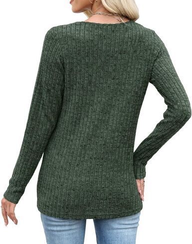 Womens Sweaters Long Sleeve Shirts 2025 Fall Fashion V Neck Sweatshirts Dressy Casual Tunic Tops Winter Clothes in Kuwait