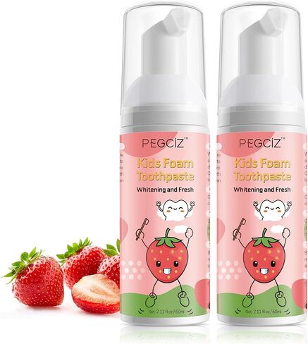 Foam Toothpaste Kids 2 Pack,Toddler Toothpaste with Low Fluoride for U Shaped Toothbrush, Foaming Toothpaste and Mouthwash for Dental Care for Children Kids Age for 3 and Up (Strawberry) in Kuwait