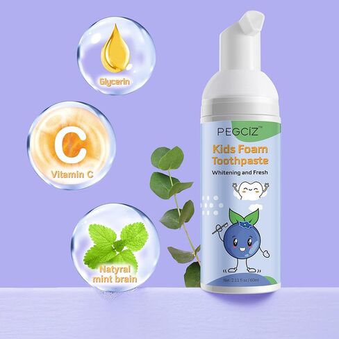 معجون الأسنان الرغوي الأطفال 2 عبوة ، معجون أسنان صغير مع الفلوريد المنخفض لفرشاة الأسنان على شكل U ، ومعجون أسنان الرغوة وغسول الفم للعناية بالأسنان للأطفال الأطفال لمدة 3 وما فوق (الفراولة) in Kuwait