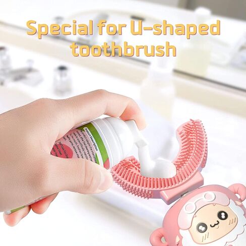 Foam Toothpaste Kids 2 Pack,Toddler Toothpaste with Low Fluoride for U Shaped Toothbrush, Foaming Toothpaste and Mouthwash for Dental Care for Children Kids Age for 3 and Up (Strawberry) in Kuwait