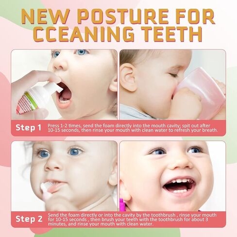 Foam Toothpaste Kids 2 Pack,Toddler Toothpaste with Low Fluoride for U Shaped Toothbrush, Foaming Toothpaste and Mouthwash for Dental Care for Children Kids Age for 3 and Up (Strawberry) in Kuwait