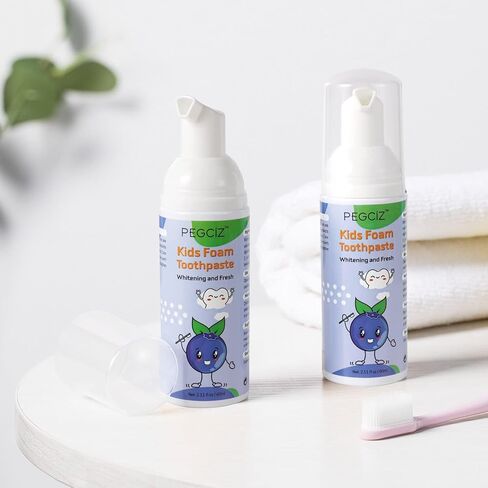 معجون الأسنان الرغوي الأطفال 2 عبوة ، معجون أسنان صغير مع الفلوريد المنخفض لفرشاة الأسنان على شكل U ، ومعجون أسنان الرغوة وغسول الفم للعناية بالأسنان للأطفال الأطفال لمدة 3 وما فوق (الفراولة) in Kuwait