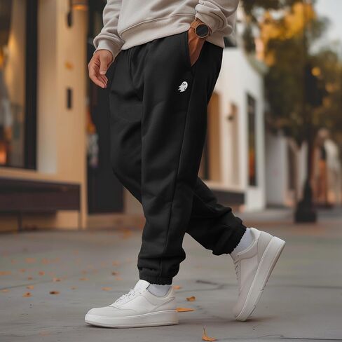 Dalix Ghost المطرزة Sweatpant ثقيلة الوزن الصوف استرخاء راحة الصالة رجال in Saudi Arabia